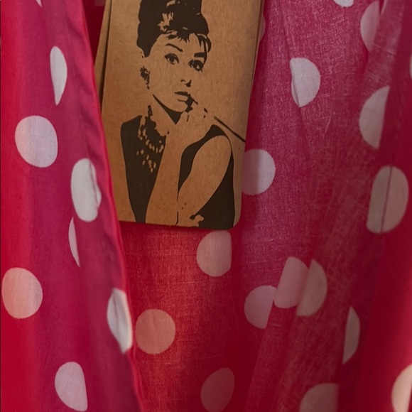 Red and White Flutter Sleeve Wrap Midi Dress - Picture 3 of 3